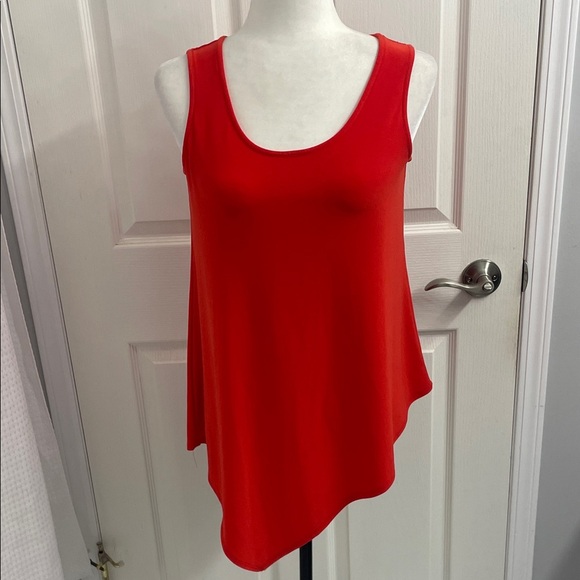 Joseph Ribkoff Vibrant Red Sleeveless Tank Tunic Top Asymmetrical hemline Sz 4 - Picture 1 of 9